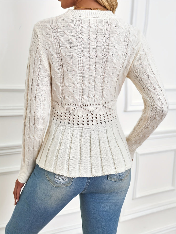 Drune | Robuster Kabelstrickpullover mit Rundhalsausschnitt