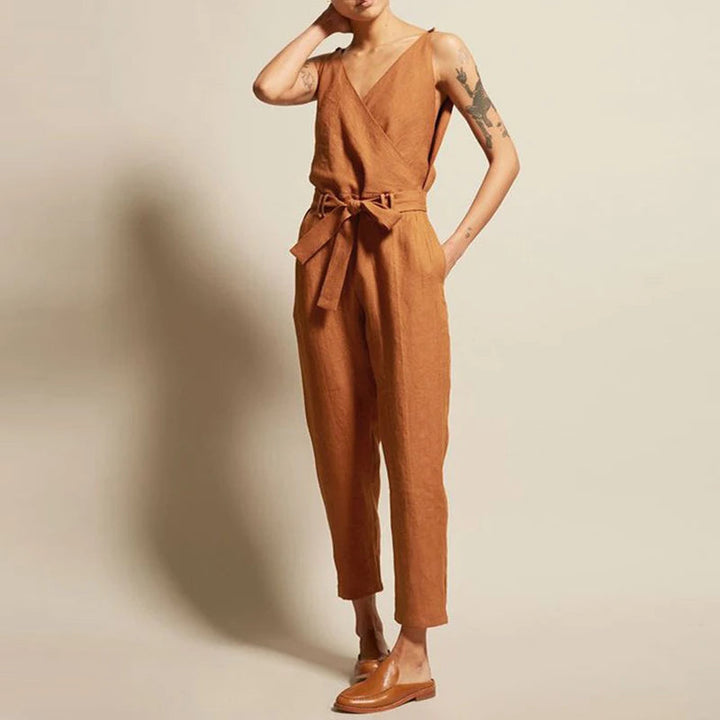 Drune | Baumwoll-Leinen-Trägerjumpsuit