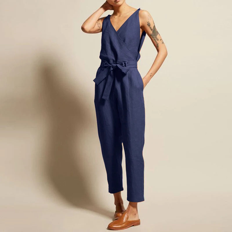 Drune | Baumwoll-Leinen-Trägerjumpsuit