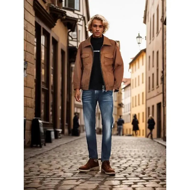 Drune | Wildleder Truckerjacke für Herren