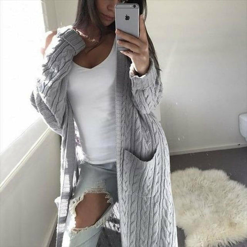 Drune | Lange Casual Strickjacke Acryl Warm