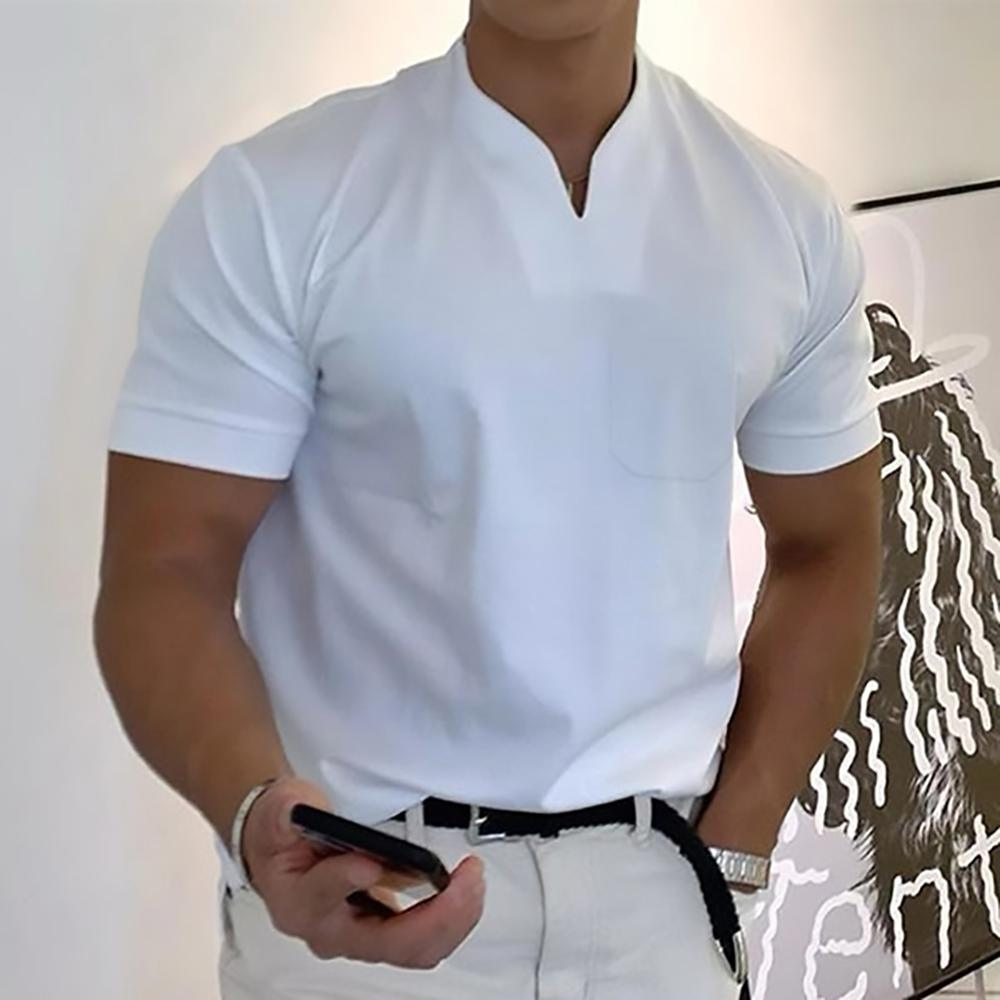 Drune | T-shirt Weiß Herren V-ausschnitt