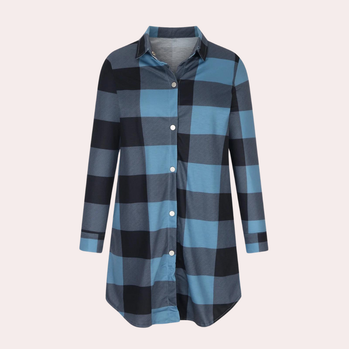 Drune | Kariertes Herbstjacke in Midilänge für Damen