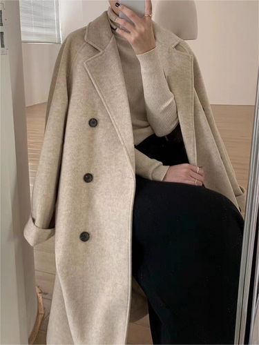 Drune | oversized langer Mantel mit Reverskragen und Gürtel