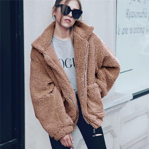 Drune | Teddy Mantel - Oversized Fit - Weiches Fleece - Reißverschluss - Lässiger Look