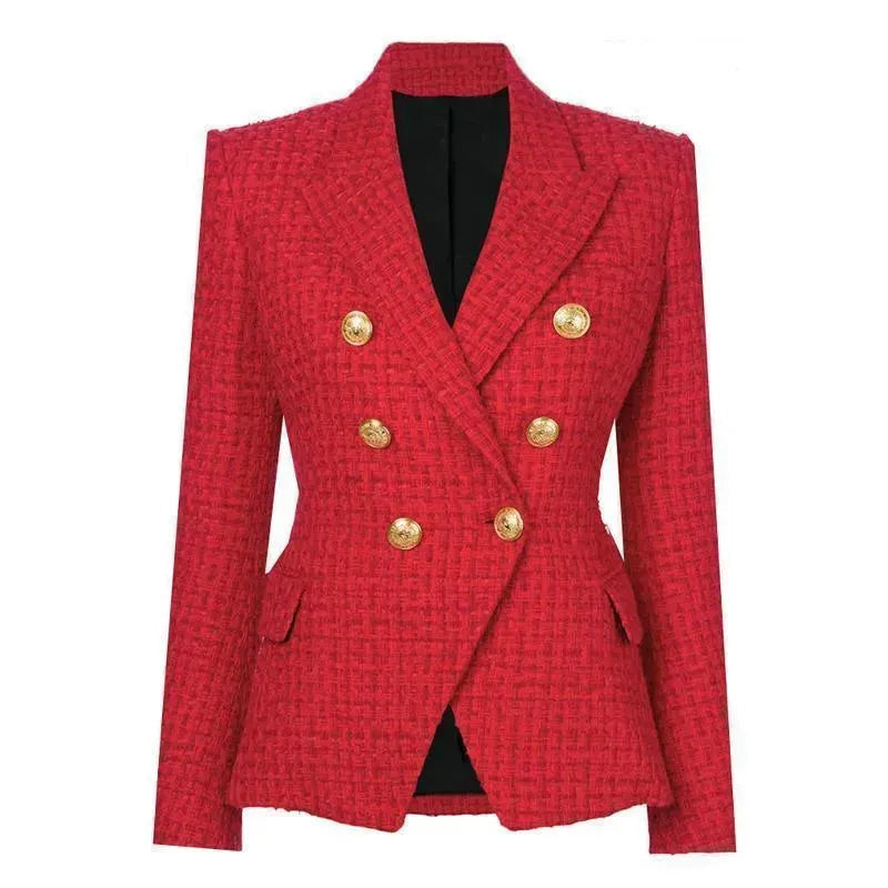 Drune | Der pragmatische rote Tweed-Blazer für Frauen - Lässig - Unifarben