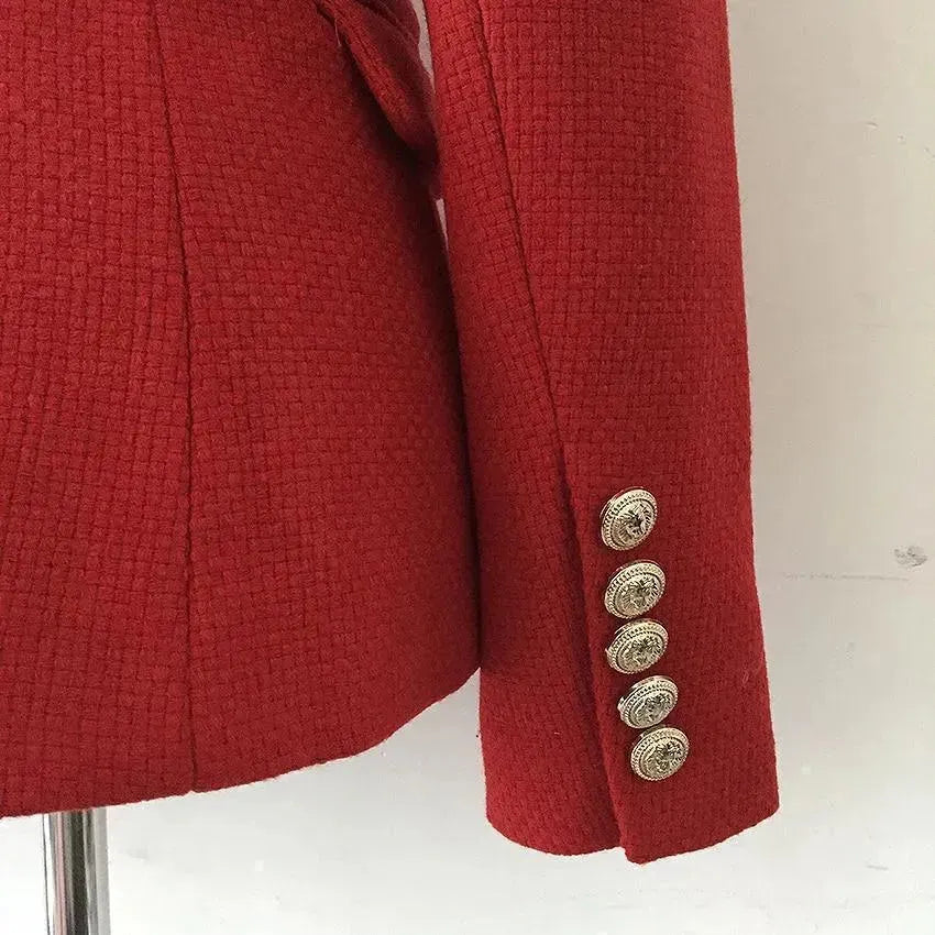 Drune | Der pragmatische rote Tweed-Blazer für Frauen - Lässig - Unifarben