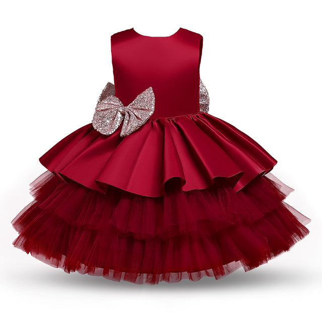 Drune | Mädchenkleid für Babys Große Schleife Taufkleid Festkleider