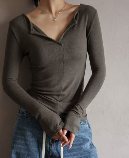 Drune | Lässiges T-Shirt für Damen mit Reißverschluss und Rundhalsausschnitt