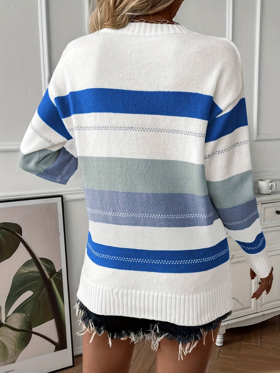 Drune | Trendy Farbblock Rundhals Pullover