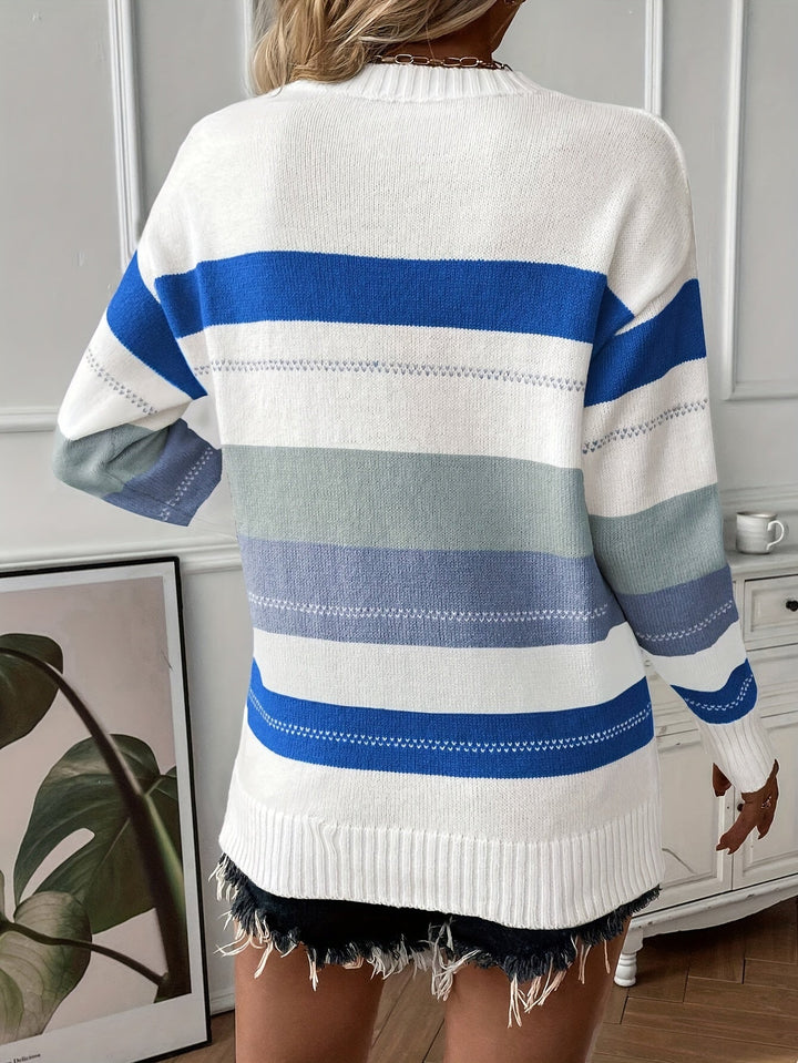 Drune | Trendy Farbblock Rundhals Pullover