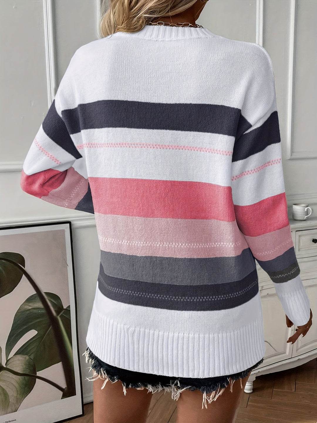 Drune | Trendy Farbblock Rundhals Pullover