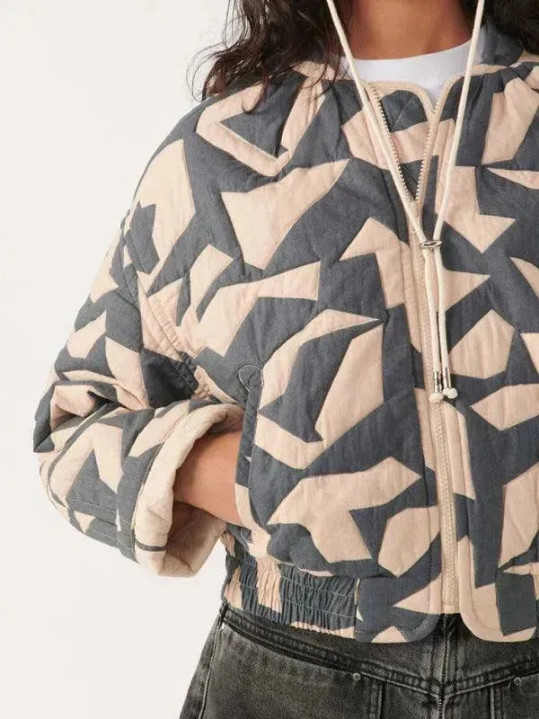 Drune | Trendy Lockere Winter Druck Steppjacke