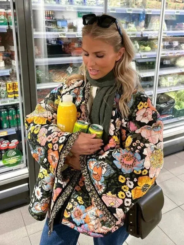 Drune | Trendy Lockere Winter Druck Steppjacke