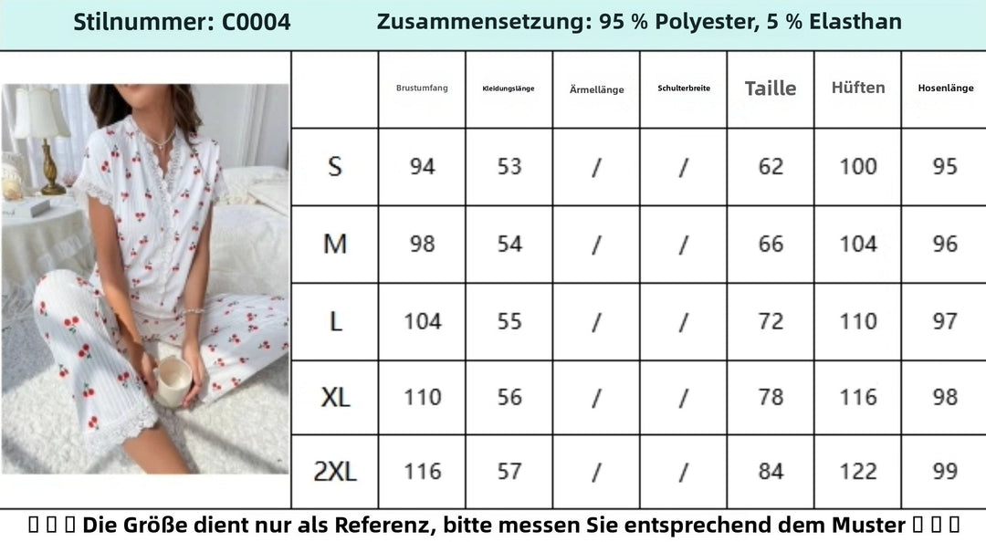 Drune | Schlafanzug mit Kirschdruck und Revers