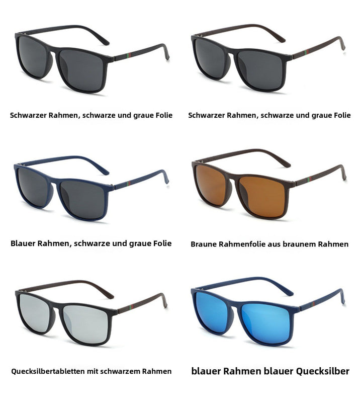 Drune | UV-Schutz quadratische polarisierte Sonnenbrille mit großem Rahmen