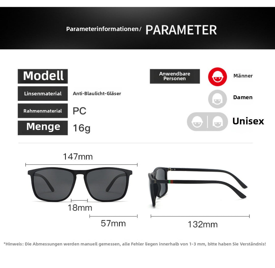 Drune | UV-Schutz quadratische polarisierte Sonnenbrille mit großem Rahmen