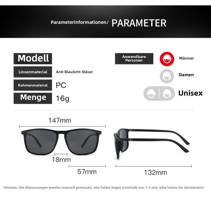 Drune | UV-Schutz quadratische polarisierte Sonnenbrille mit großem Rahmen