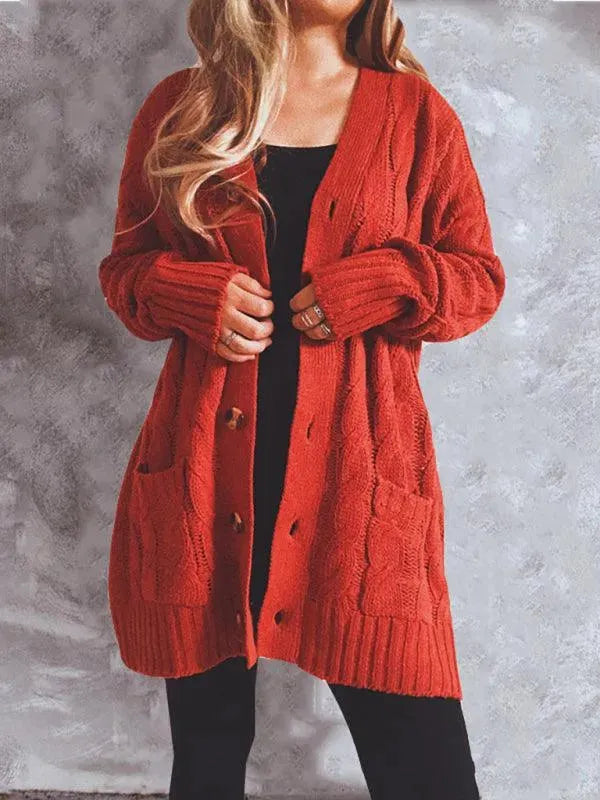 Drune | Pocket Lange Damen Strickjacke Pullover