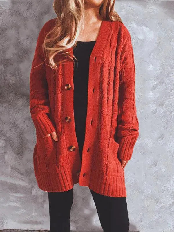 Drune | Pocket Lange Damen Strickjacke Pullover