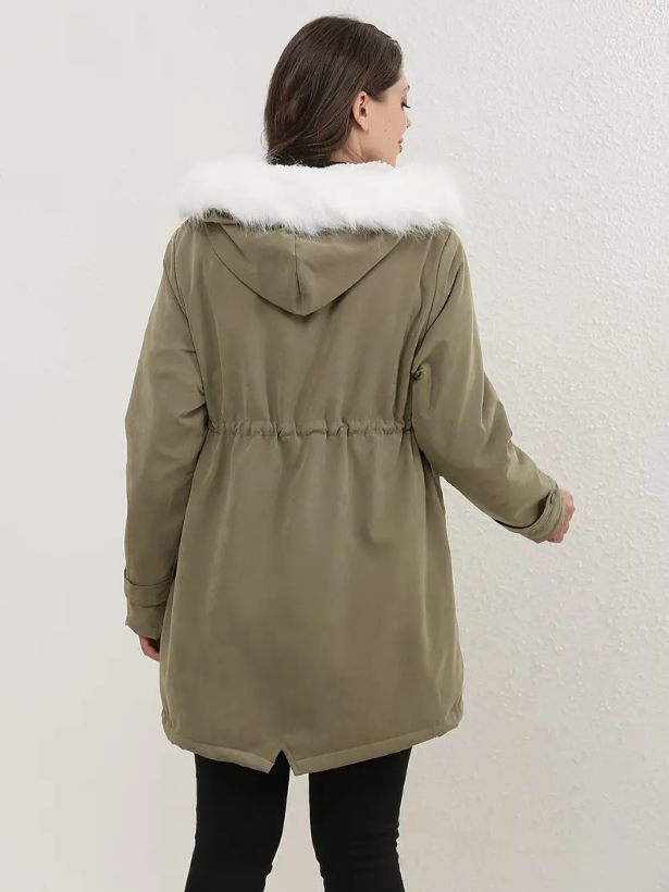 Drune | Eleganter gepolsterter Baumwollmantel mit Kapuze für Damen