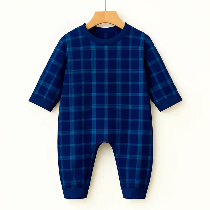 Drune | Paar passende Schlafanzug-Set – Graues Knopf-Hals T-Shirt & Karohosen