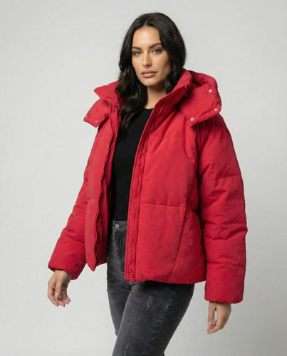 Steppjacke Damen modisch mit abnehmbarer Kapuze und Taschen