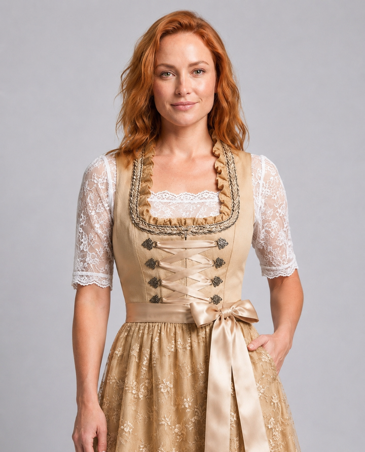 Drune Dirndl Damen Kleid Schnürmieder Oktoberfest