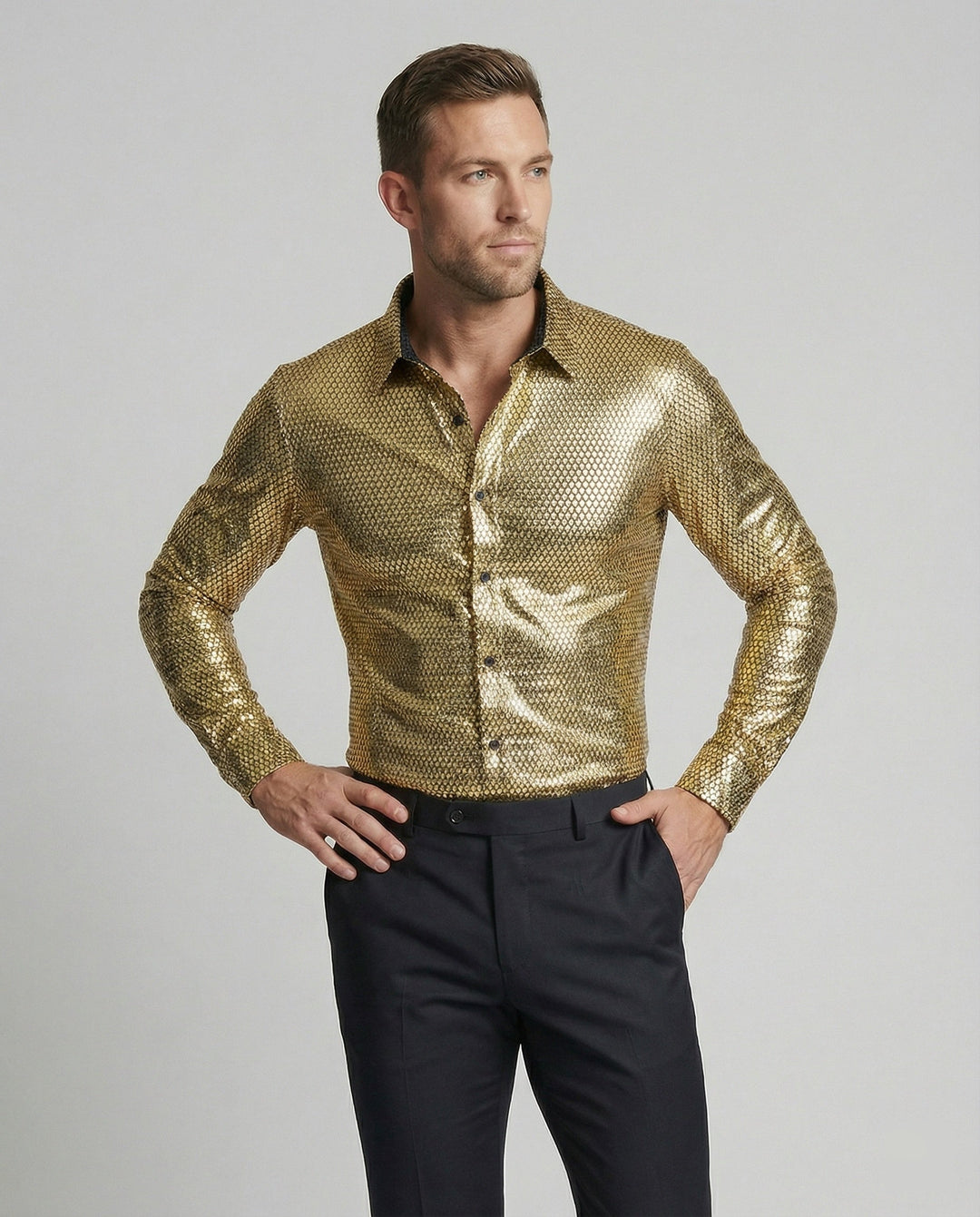 Herren Hemd mit glanzvollem Wabenmuster Drune