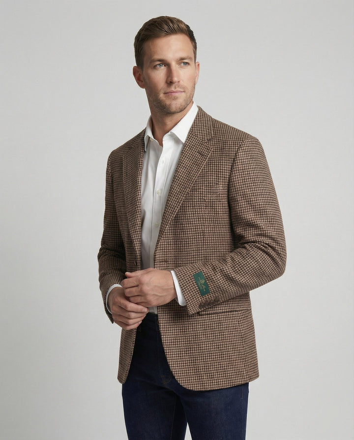 Herren Hahnentritt Sakko Slim Fit