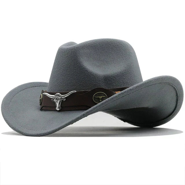 Drune | Western-Stil Filzhut Mit Stier-Schnallenband