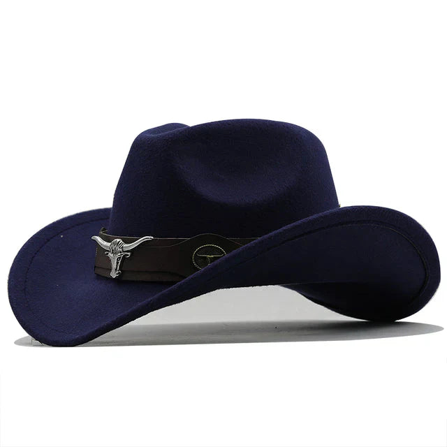 Drune | Western-Stil Filzhut Mit Stier-Schnallenband