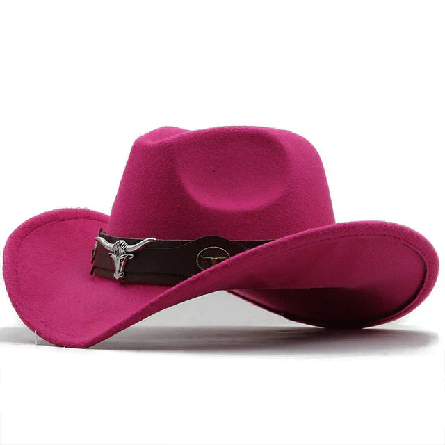 Drune | Western-Stil Filzhut Mit Stier-Schnallenband