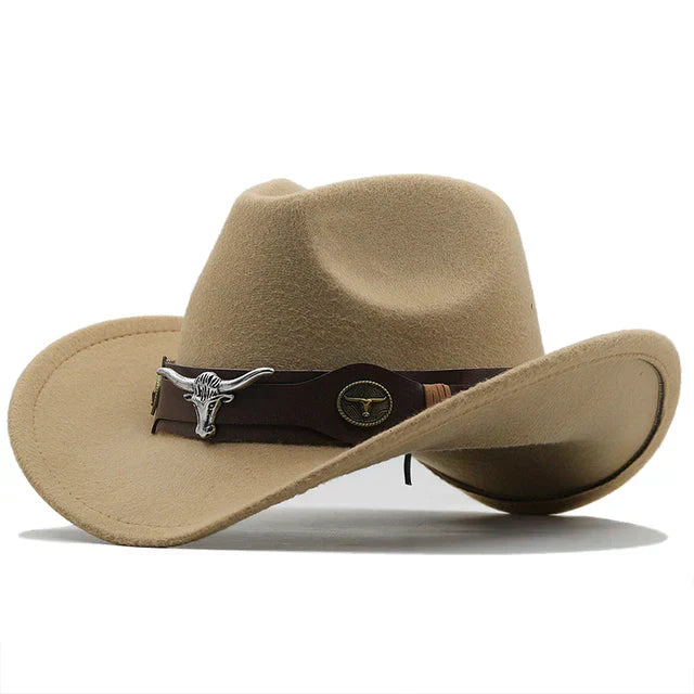 Drune | Western-Stil Filzhut Mit Stier-Schnallenband