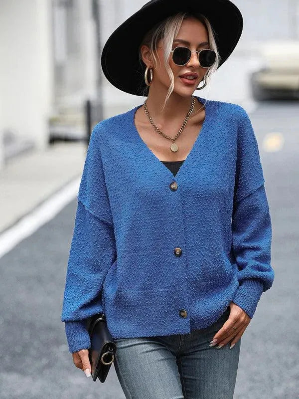 Drune | Ausschnitt Knopf Frauen Strickjacke Pullover