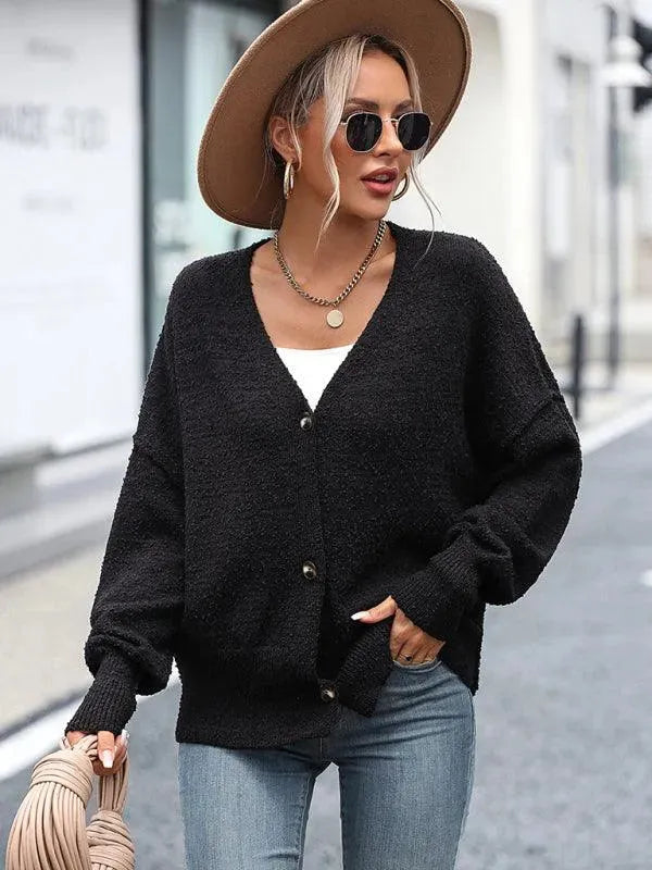 Drune | Ausschnitt Knopf Frauen Strickjacke Pullover
