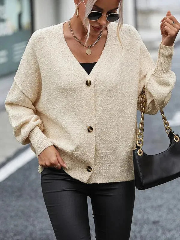 Drune | Ausschnitt Knopf Frauen Strickjacke Pullover