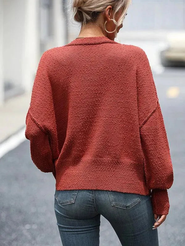 Drune | Ausschnitt Knopf Frauen Strickjacke Pullover
