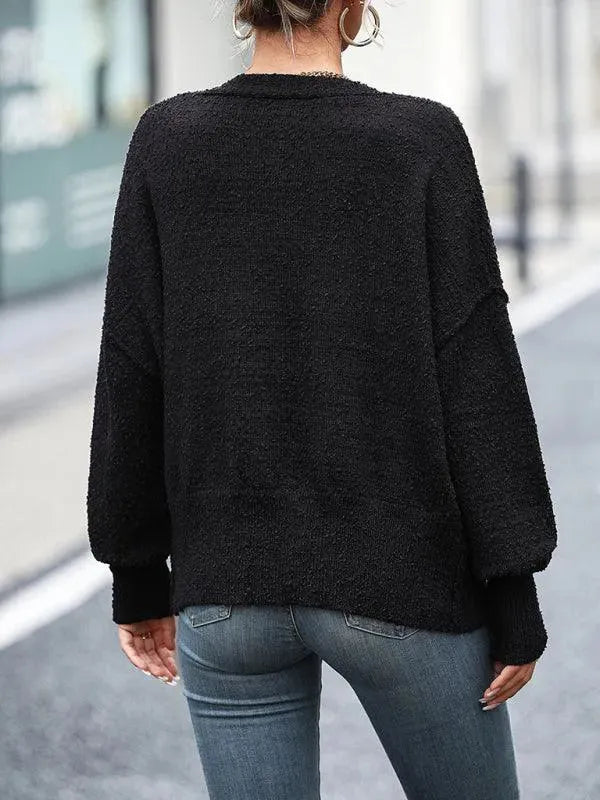 Drune | Ausschnitt Knopf Frauen Strickjacke Pullover