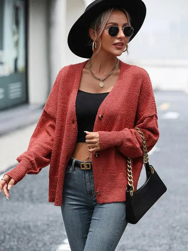 Drune | Ausschnitt Knopf Frauen Strickjacke Pullover