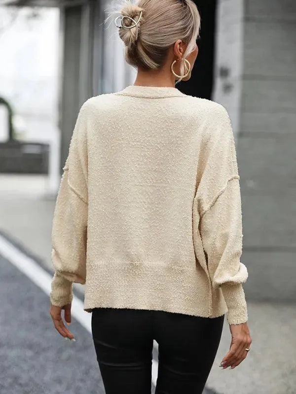Drune | Ausschnitt Knopf Frauen Strickjacke Pullover