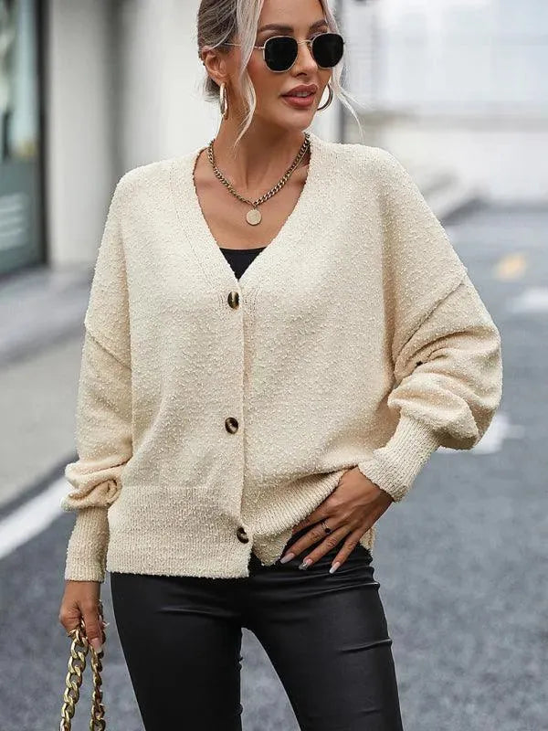 Drune | Ausschnitt Knopf Frauen Strickjacke Pullover