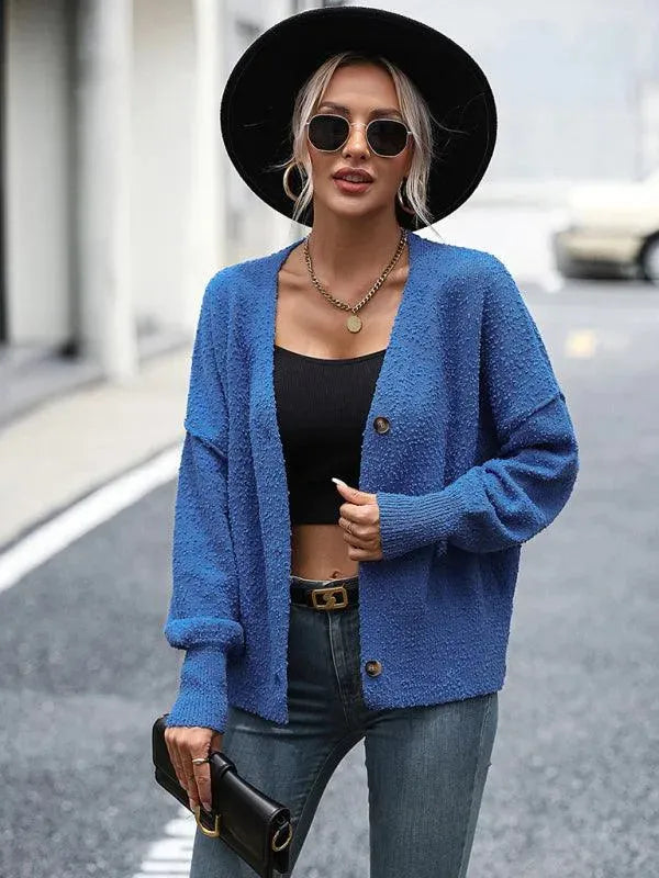 Drune | Ausschnitt Knopf Frauen Strickjacke Pullover