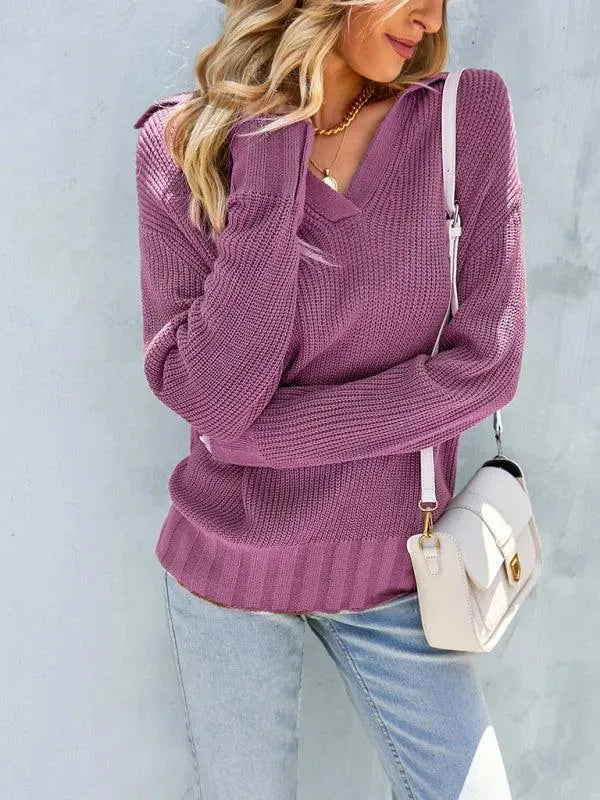 Drune | Ausschnitt Polo Damen Pullover Top