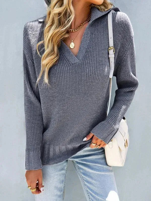 Drune | Ausschnitt Polo Damen Pullover Top