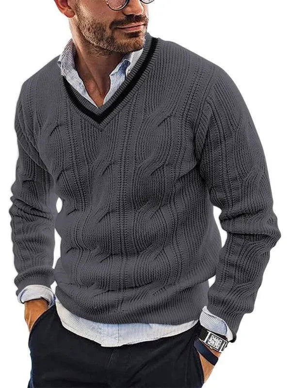 Drune | Ausschnitt Slim Fit Herren Pullover Sweatshirt