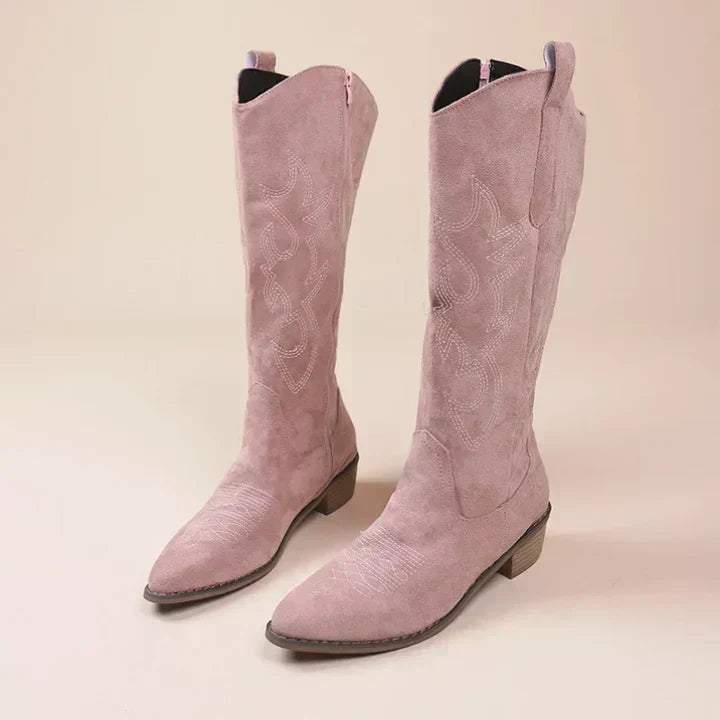 Drune | Cowboy-Stiefel mit Stickerei für Damen Niedriger Absatz