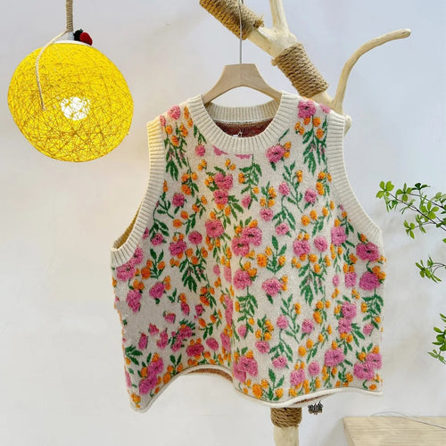 Drune | Strickweste mit Floraler Stickerei