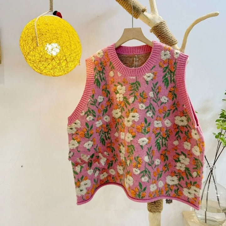 Drune | Strickweste mit Floraler Stickerei