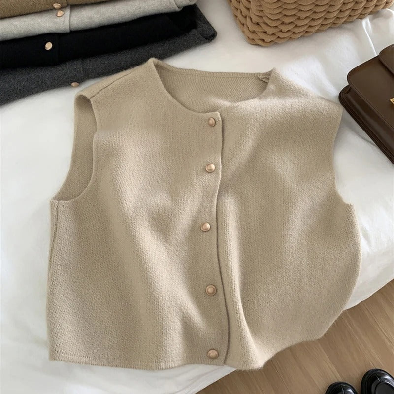 Drune | Eleganter Ärmelloser Strickcardigan